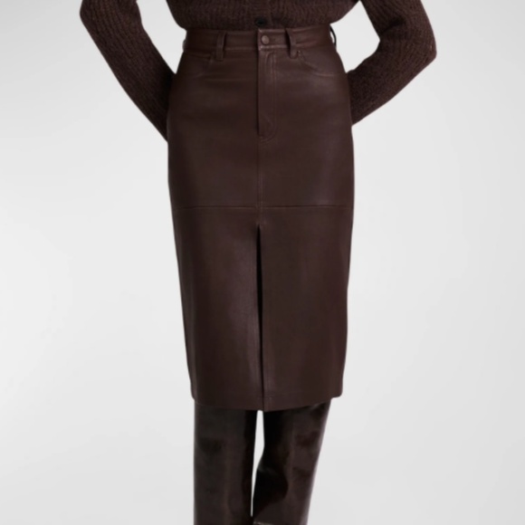 Derek Lam 10 Crosby Mia Leather Front Slit Pencil Skirt - Picture 1 of 4